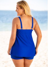 Spaghetti Strap Plus Size Contrast Swimdress and Shorts