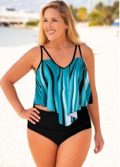 Printed High Waisted Plus Size Bikini Set