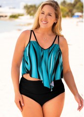 Printed High Waisted Plus Size Bikini Set