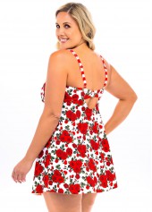 Spaghetti Strap Plus Size Floral Print Swimdress and Panty