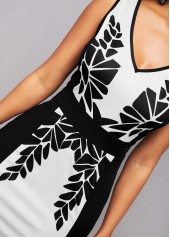 Color Block Printed Sleeveless Bodycon Dress 