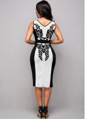 Color Block Printed Sleeveless Bodycon Dress 