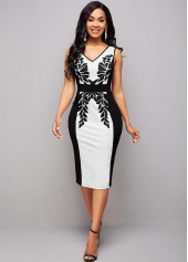 Color Block Printed Sleeveless Bodycon Dress 
