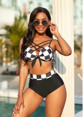 High Waisted Plaid Bowknot Bikini Set