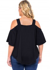 Astrology Print Plus Size Cold Shoulder T Shirt