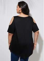 Lace Up Cold Shoulder Plus Size T Shirt