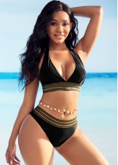 Tie Back Sheer Mesh Halter Bikini Set