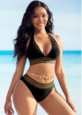 Tie Back Sheer Mesh Halter Bikini Set