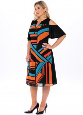 Geometric Print Plus Size Chiffon Dress