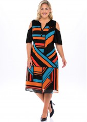 Geometric Print Plus Size Chiffon Dress