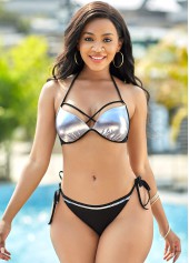 Halter Shining Tie Back Bikini Set