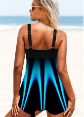 Asymmetric Hem Printed Swimdress and Panty