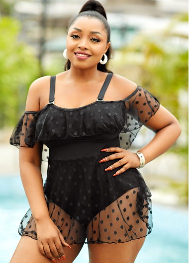 Rosewe Plus Size Mesh Stitching One Piece Swimwear - 3X