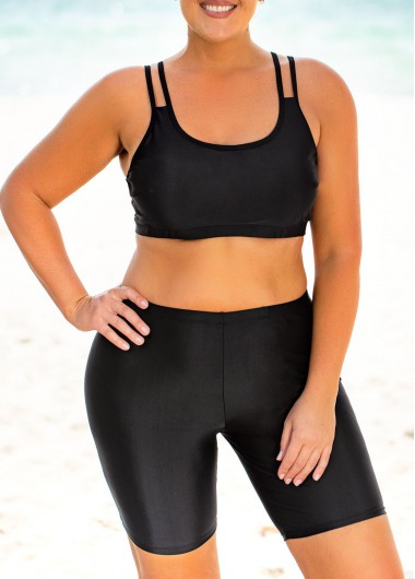 Rosewe Solid High Waisted Plus Size Bikini Set - 3X