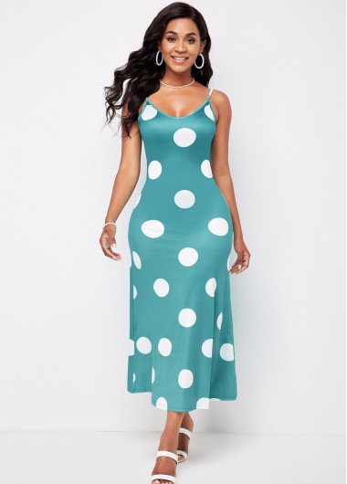 Rosewe Cocktail Party Dress Spaghetti Strap Polka Dot Mermaid Dress - 2XL