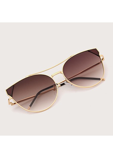 Rosewe 1 Pair Metal Round Frame Brown Sunglasses - One Size