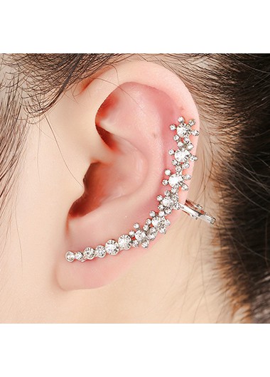 Rosewe Chic Snowflake Silver Rhinestone Detail Earring - One Size