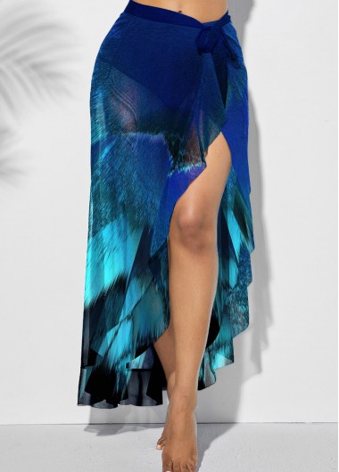 Rosewe Side Slit Asymmetric Hem One Piece Beach Skirt - L