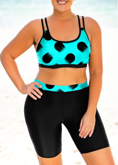 Rosewe High Waisted Plus Size Polka Dot Bikini Set - 2X