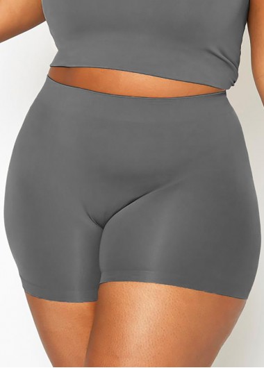 Rosewe Solid Plus Size High Waisted Swim Shorts - 2X