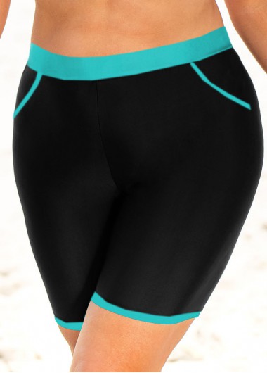 Rosewe Contrast Stitch Plus Size High Waisted Swim Shorts - 3X