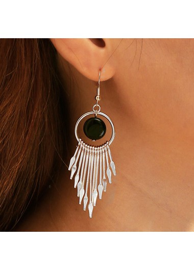 Rosewe Chic Asymmetric Tassel Hem Metal Silver Earrings - One Size