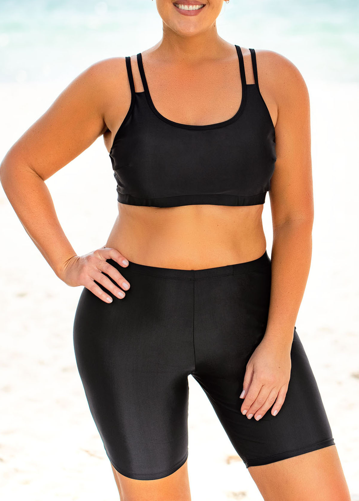 Solid High Waisted Plus Size Bikini Set