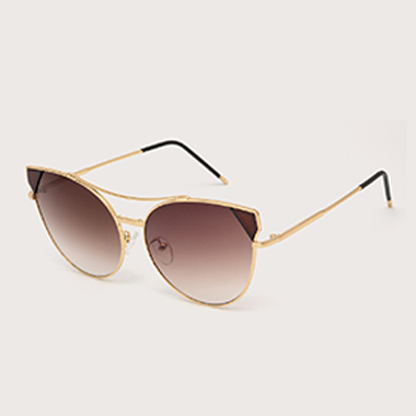 1 Pair Metal Round Frame Brown Sunglasses