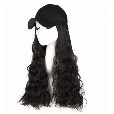 Wave Black Integrated Hat and Wig