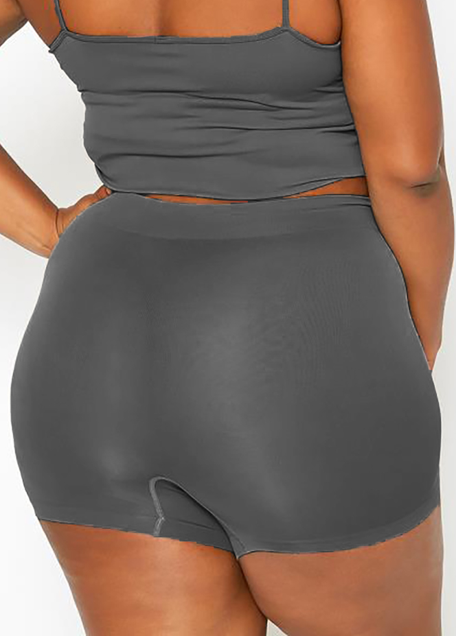 Solid Plus Size High Waisted Swim Shorts