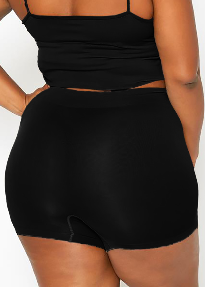 Solid Plus Size High Waist Swim Shorts USD 17.98