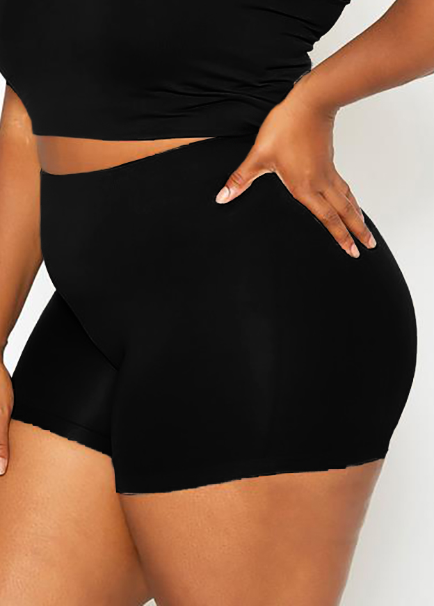 Solid Plus Size High Waist Swim Shorts