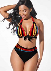 Halter Rainbow Color Bowknot Bikini Set
