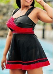 Contrast Plus Size Swimdress and Panty