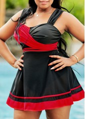 Contrast Plus Size Swimdress and Panty