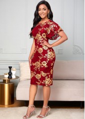 Mesh Stitching Round Neck Embroidered Lace Dress