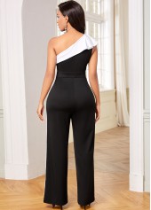 Ruffle Trim Contrast Skew Neck Jumpsuit