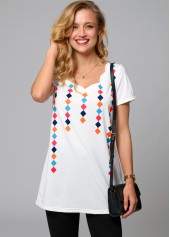 Geometric Print Short Sleeve T Shirt