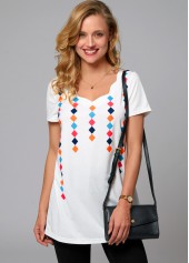 Geometric Print Short Sleeve T Shirt
