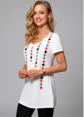 Geometric Print Short Sleeve T Shirt