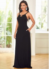 Spaghetti Strap Cutout Neck Solid Maxi Dress