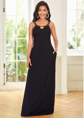 Spaghetti Strap Cutout Neck Solid Maxi Dress