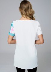 Short Sleeve Floral Print V Neck Blouse