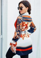Belted Turndown Collar Long Sleeve Blouse