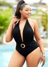 Halter Plus Size Bowknot One Piece Swimwear