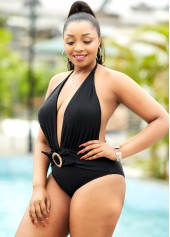 Halter Plus Size Bowknot One Piece Swimwear