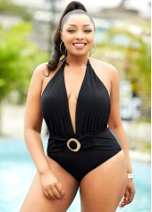 Halter Plus Size Bowknot One Piece Swimwear