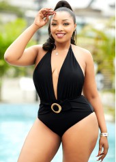 Halter Plus Size Bowknot One Piece Swimwear