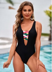 Rainbow Color Cross Strap One Piece Swimwear