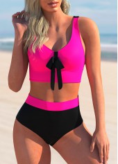 Printed Criss Cross Back Bowknot Bikini Set